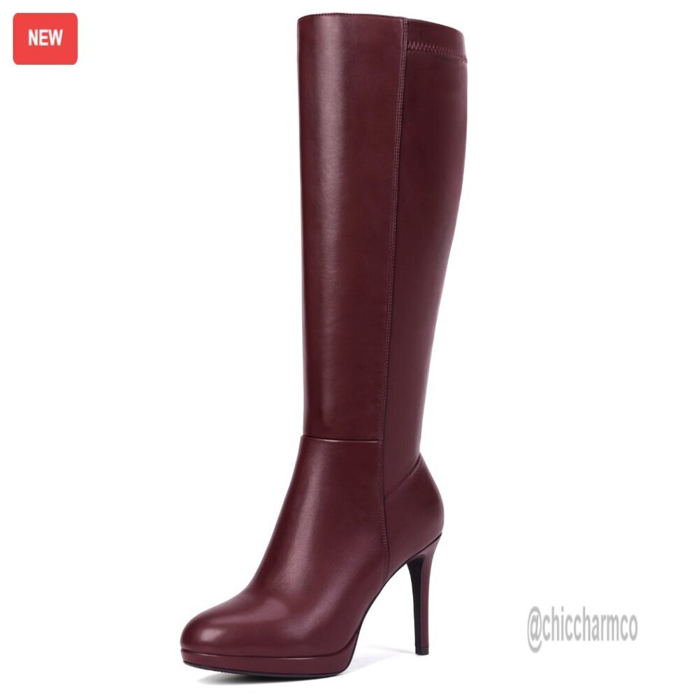 Knee High Platform Stiletto Heel Suede Boots for Women Fall Winter